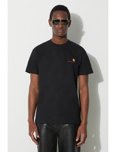 Carhartt WIP t-shirt in cotone S/S American Script T-Shirt uomo colore nero con applicazione I029956.89XX
