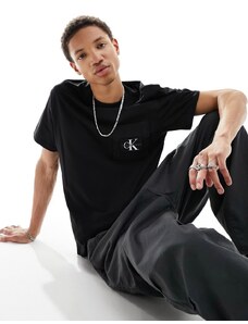 Calvin Klein Jeans - T-shirt nera in ripstop con pannelli-Nero
