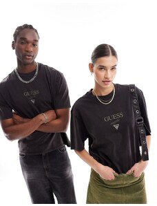 Guess - Originals - T-shirt unisex nera con logo stampato-Nero