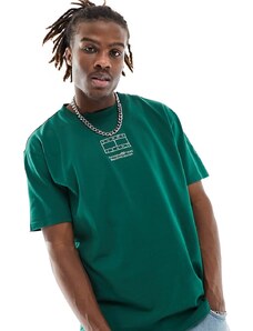 Tommy Jeans - T-shirt regular fit con logo a bandiera verde tono su tono