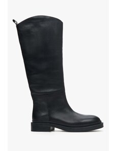 Women's Wide Calf Boots made of Black Genuine Leather Estro ER00113818