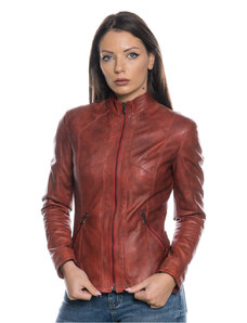 Leather Trend Zara - Giacca Donna Bordeaux in vera pelle