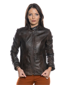 Leather Trend Violetta Bis - Giacca Donna Testa di Moro in vera pelle