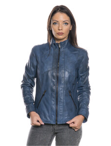 Leather Trend Zara - Giacca Donna Blu in vera pelle
