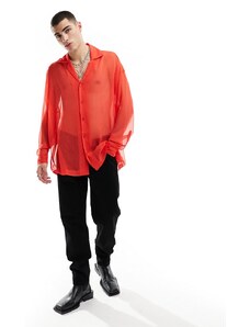 ASOS DESIGN - Camicia oversize trasparente rossa-Rosso