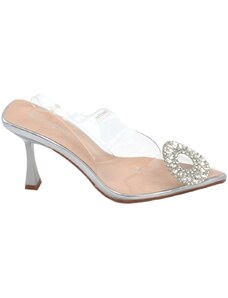 Malu Shoes Decollete scarpa donna a punta trasparente con spilla gioiello fiore brillantini argento tacco spillo 9 evento glamour