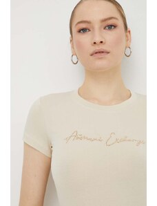 Armani Exchange t-shirt donna colore beige