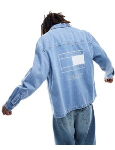 Tommy Jeans - Camicia giacca di jeans lavaggio chiaro-Blu