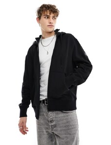 Calvin Klein Jeans - Felpa con cappuccio e zip nere con stemma con logo-Nero
