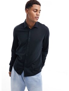 Calvin Klein - Camicia slim liscia in cotone nero