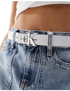 Calvin Klein Jeans - Cintura bianca con monogramma in metallo-Bianco