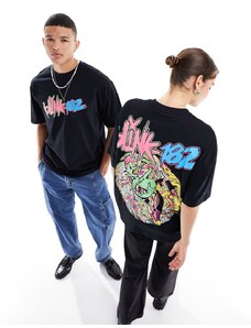 ASOS DESIGN - T-shirt oversize unisex nera con grafiche "blink-182"-Nero