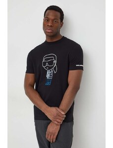 Karl Lagerfeld t-shirt uomo colore nero con applicazione