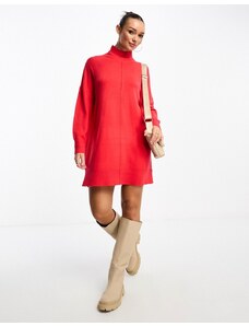 French Connection - Vestito dolcevita rosso con cuciture sul davanti