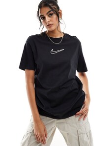 Nike - T-shirt oversize unisex nera con logo medio-Nero