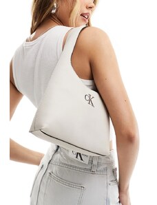 Calvin Klein Jeans - Borsa da spalla color pietra stile minimal con logo a monogramma-Neutro