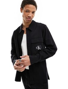 Calvin Klein Jeans - Camicia multitasche nera con logo-Nero