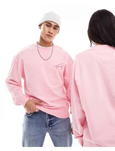 Tommy Jeans - Felpa girocollo comoda rosa con firma