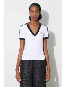 adidas Originals t-shirt 3-Stripe V-Neck Tee donna colore bianco IR8114