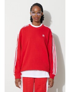adidas Originals felpa 3-Stripes Crew OS donna colore rosso con applicazione IN8487
