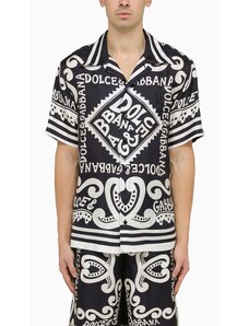 Dolce&Gabbana Camicia Hawaii in seta con stampa marina