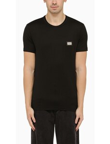 Dolce&Gabbana T-shirt girocollo nera con targhetta logo