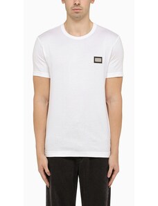 Dolce&Gabbana T-shirt girocollo bianca con targhetta logo