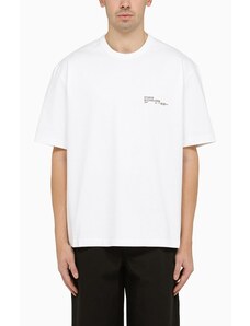 Studio Nicholson T-shirt oversize girocollo bianca con logo
