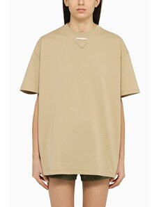 Prada T-shirt color corda in jersey di cotone