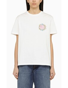 ETRO T-shirt girocollo bianca con logo in cotone