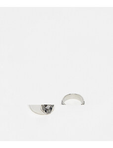 Reclaimed Vintage - Confezione di anelli unisex in acciaio inossidabile-Argento