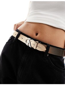 Calvin Klein Jeans - Cintura in pelle color mandorla ghiacciata con monogramma-Rame