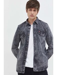 HUGO camicia di jeans uomo colore grigio