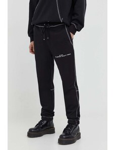 HUGO pantaloni da jogging in cotone colore nero con applicazione