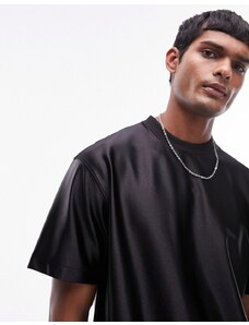 Topman - T-shirt oversize nera lucida-Nero