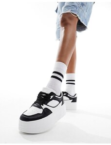 London Rebel - Sneakers flatform a pannelli bianche-Bianco