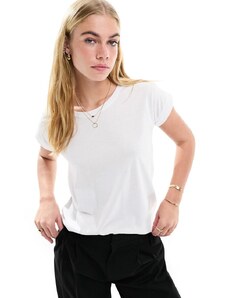 Vila - T-shirt con scollo a barchetta bianca-Bianco