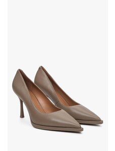 Women's Brown Heeled Pumps made of Genuine Leather Estro ER00113740