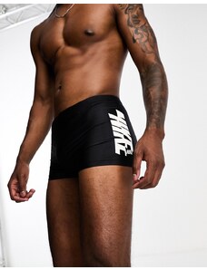 Nike Swimming - Boxer da bagno neri aderenti tecnici con grafica stampata-Nero