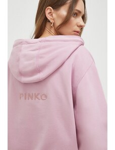 Pinko felpa in cotone donna colore rosa con cappuccio con applicazione