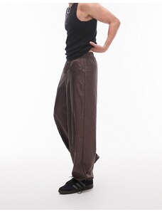 Topman - Pantaloni ampi marroni in nylon-Brown