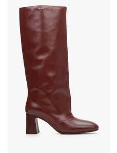 Women's Oversized Boots made of Burgundy Genuine Leather Estro ER00114318