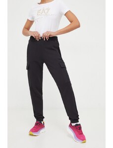 EA7 Emporio Armani pantaloni da jogging in cotone colore nero con applicazione