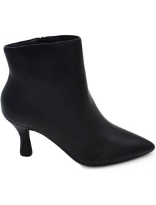 Malu Shoes Scarpe Tronchetto donna pelle nera basso alla caviglia con tacco a spillo basso 5 cm linea Basic zip