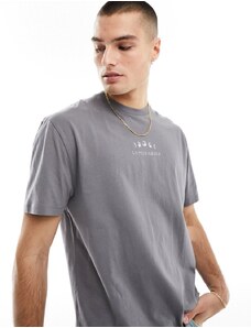 ASOS DESIGN - T-shirt comoda grigia con stampa celestiale sul petto-Grigio