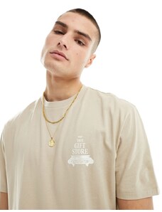 ASOS Design - T-shirt comoda beige con stampa sul petto-Neutro