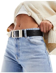 ASOS DESIGN - Cintura per jeans per vita e fianchi con fibbia rettangolare-Nero