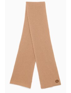 GUCCI Sciarpa color cammello in cashmere con logo