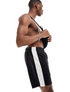 ASOS 4505 - Pantaloncini da allenamento in jersey neri con riga laterale a contrasto-Nero