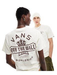 Vans - Checkerboard Society - T-shirt color crema con stampa-Bianco